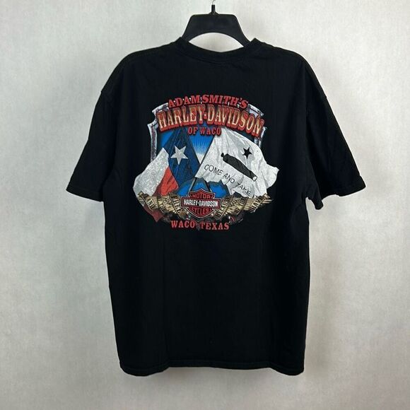 Harley Davidson Waco Texas T-Shirt Black Come and Take It Adam Smith’s Time Test - Picture 4 of 9